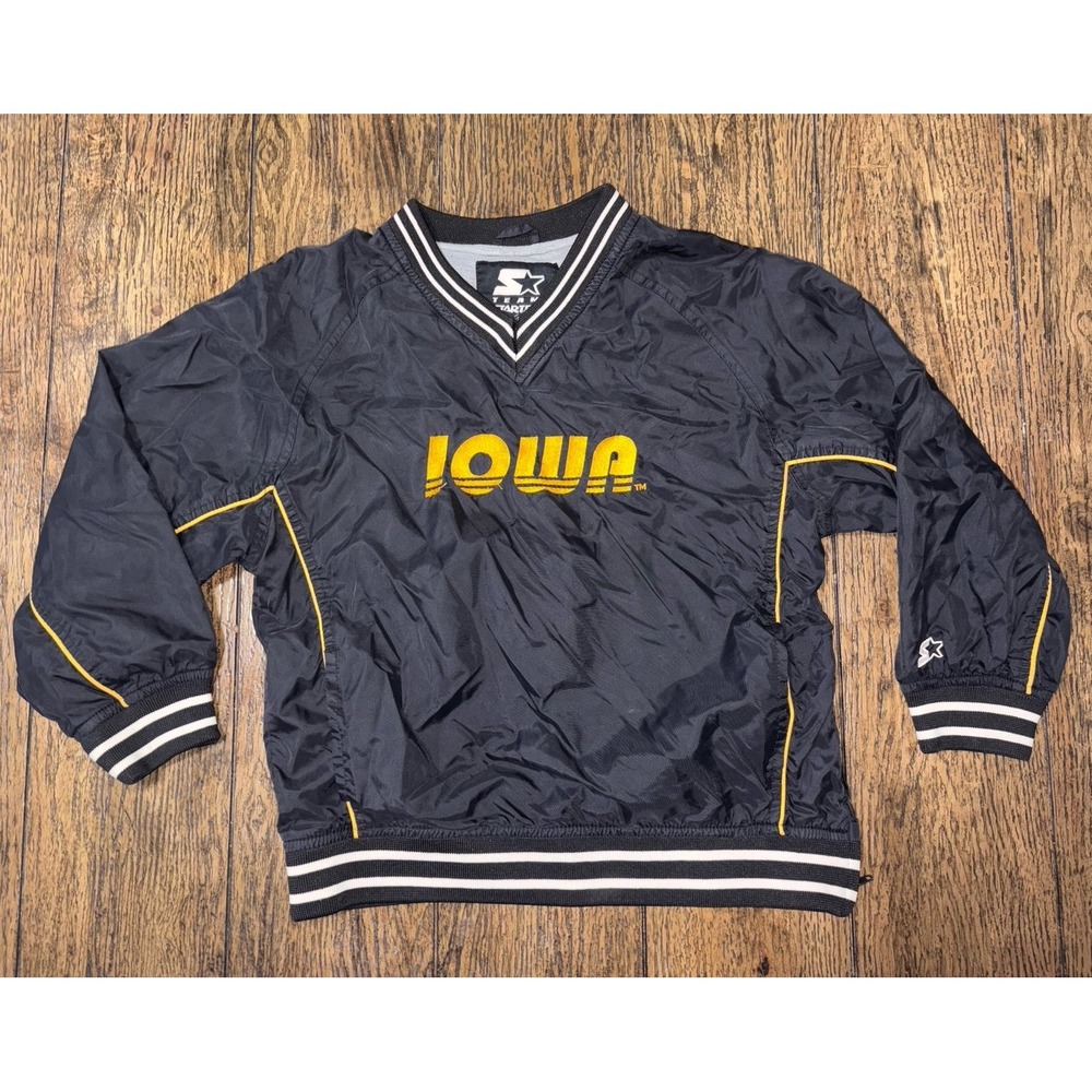 Youth S 6-7 Vintage Iowa Hawkeyes Starter Pullover Lined Windbreaker Jacket